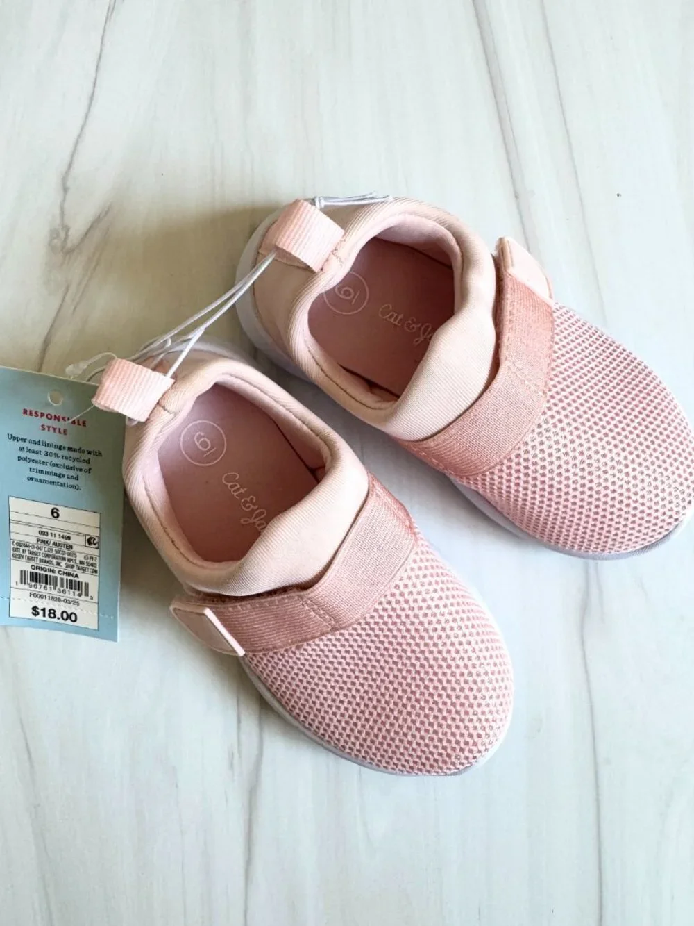 NWT Cat & Jack Toddler Slip-on Pink Mesh Shoes (6)